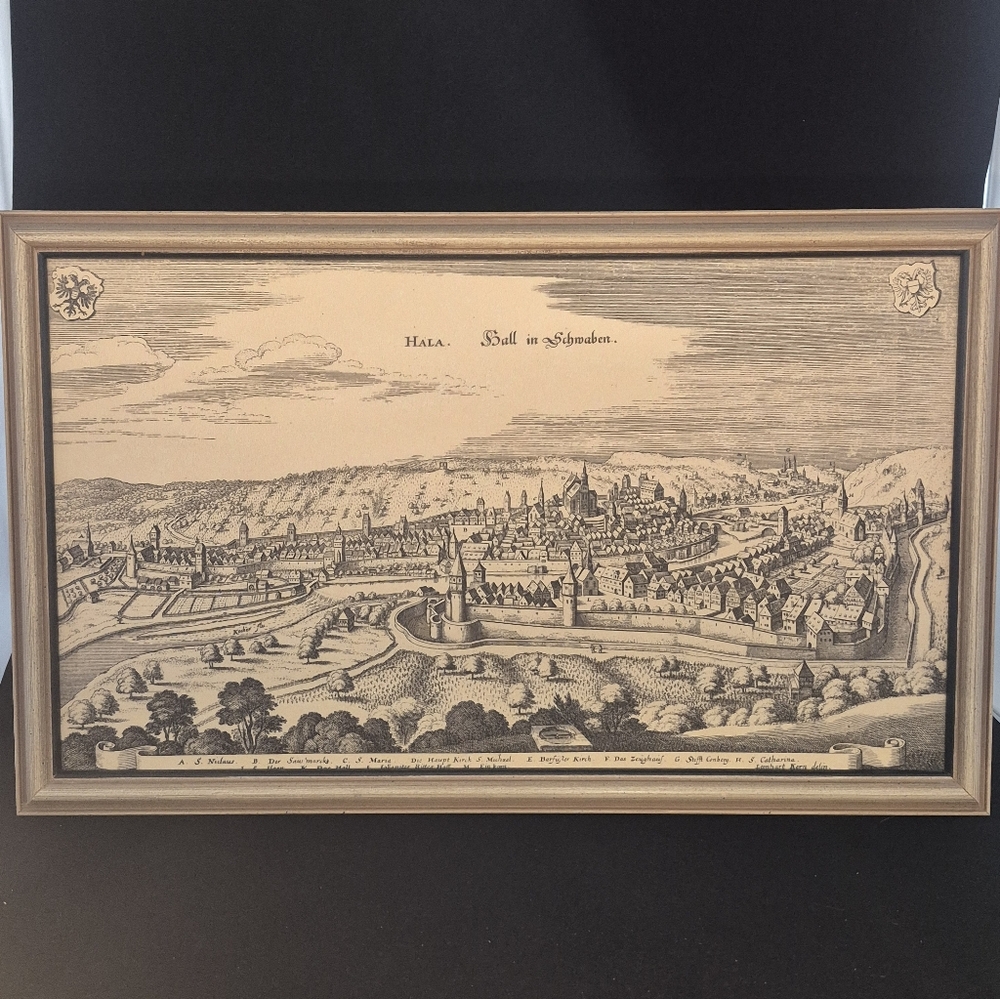 Vintage German Map Art - Engraved or Etched Technique(?)